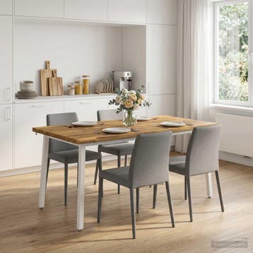 vidaXL Eettafel met levendige rand 160 x 80 x 75 cm Wit, Huis en Inrichting, Verzenden, Nieuw