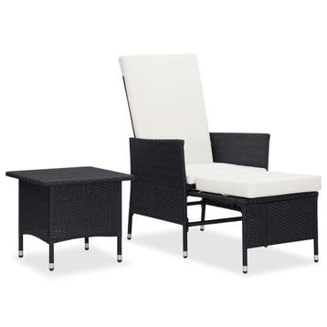 vidaXL 2-delige Loungeset met kussens poly rattan zwart, Verzenden, Nieuw, Loungeset