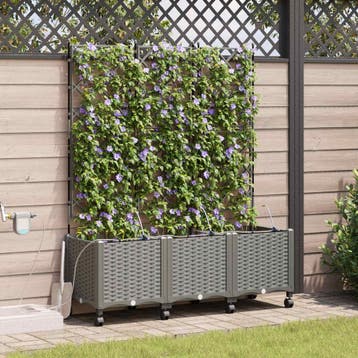 vidaXL Tuin Plantenbak met Irrigatie en Wielen 3 st, Verzenden, Nieuw