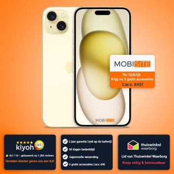 iPhone 15  128 GB - 4 Gratis Accessoires – Accu tot 100%, Verzenden, Zonder abonnement, Zonder simlock