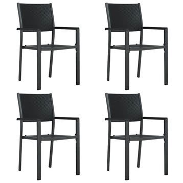vidaXL Tuinstoel 4 st rattan-look kunststof zwart, Jardin & Terrasse, Verzenden