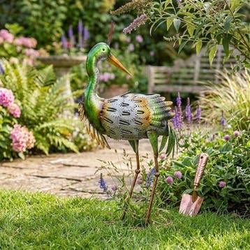 African Crowned Crane - Beeldje - Staal