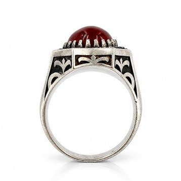 Carneool - Zilver - Ring - Mesopotamische stijl, Antiek en Kunst