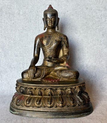 Statue, Shakyamuni Boeddha 30 cm - 30 cm - Bronze, Antiquités & Art
