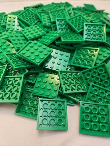 Lego Onderdelen - New Plate 4 x 4 Green 250pcs, Nieuw