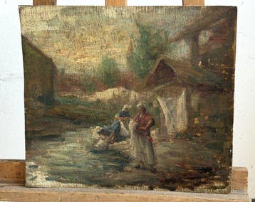 Mosè di Giosuè Bianchi (1840-1904) - Le lavandaie al, Antiek en Kunst