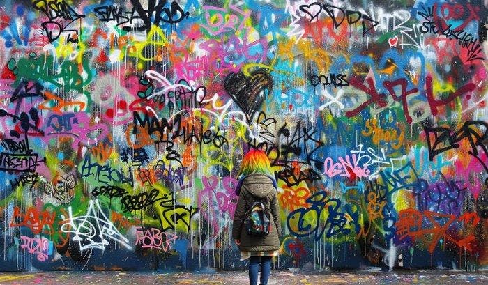 Dine Chanima - (XXL) Giant Graffiti Heart Beat, Antiquités & Art, Art | Objets design
