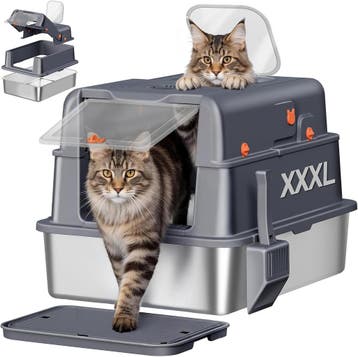 Roestvrijstalen kattenbak met deksel, XXXL gesloten metalen, Verzenden, Nieuw