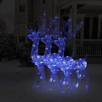 vidaXL Kerstversieringen rendier 3 st 128 cm acryl blauw, Verzenden