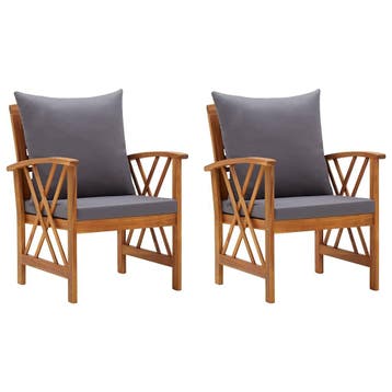 vidaXL Tuinstoelen 2 st met kussens massief acaciahout, Verzenden