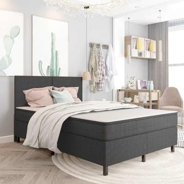 vidaXL Boxspringframe stof grijs 160x200 cm, Verzenden