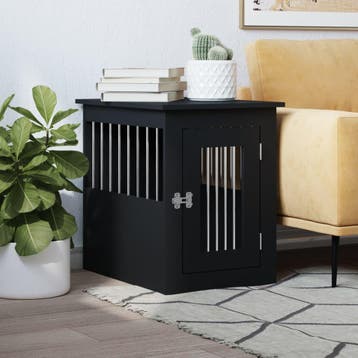 vidaXL Hondenbench 45x62x59 cm bewerkt hout zwart, Dieren en Toebehoren, Verzenden, Nieuw