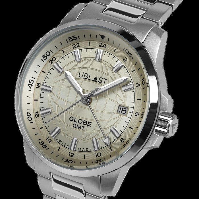 Ublast - Globe GMT - Swiss Made - REF.UBGLO40CHA - Ltd, Handtassen en Accessoires, Horloges | Heren