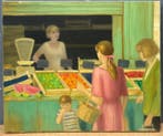 Yves Ganne (1931-2019) - Scene Personnage - Le Marché Rue