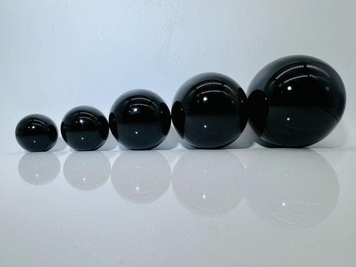 Natuurlijke Zwarte Obsidiaan Sferen Set – Decoratieve en, Collections, Minéraux & Fossiles
