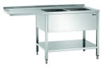 RVS spoelwerktafel met 2 spoelbakken rechts en bodemschap |, Verzenden