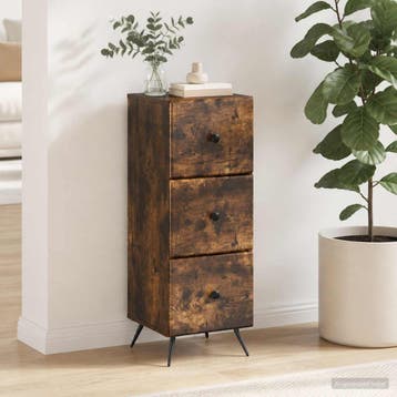 vidaXL Ladekast Gerookt eiken 33 x 34,5 x 90 cm Bewerkt hout, Verzenden