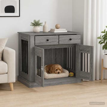 vidaXL Hond kennel meubel Grijs Sonoma 90 x 47,5 x 80 cm, Verzenden