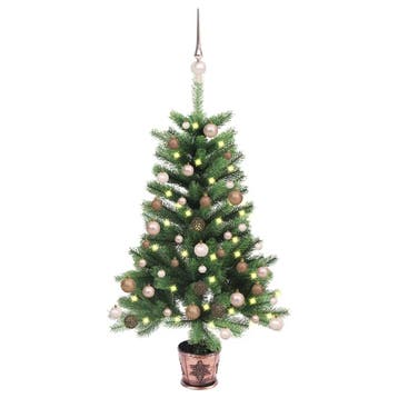vidaXL Kunstkerstboom met verlichting en kerstballen 90 cm, Diversen, Kerst, Verzenden, Nieuw