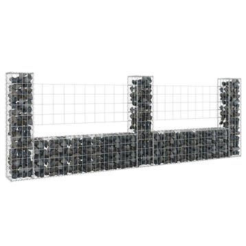 vidaXL Schanskorf U-vormig met 3 palen 260x20x100 cm ijzer, Tuin en Terras, Tuinhekken en Hekwerk, Verzenden, Nieuw