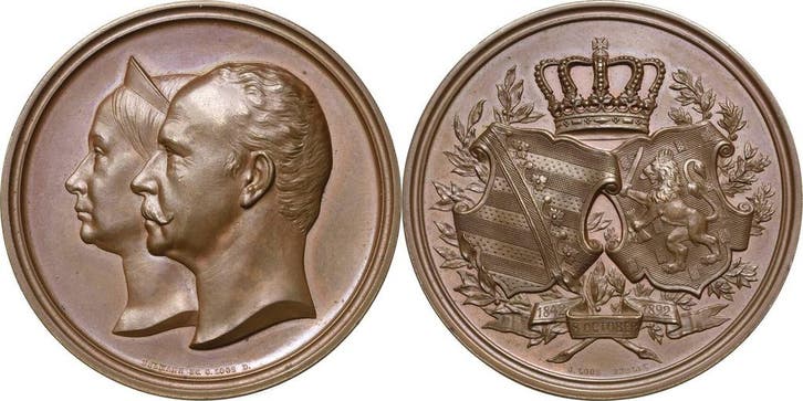 Brons medaille 1892 Sachsen-weimar-eisenach Carl Alexande..., Postzegels en Munten, Munten | Europa | Niet-Euromunten, België