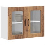 vidaXL Keukenbovenkast met glazen deur bewerkt hout oud, Verzenden, Nieuw