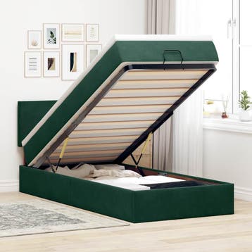 vidaXL Bed poef met matras en LEDs 90x200 cm fluweel, Verzenden