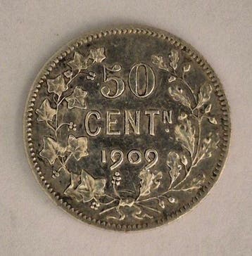 Belgique. Léopold II. 50 Cents 1909 (Sans prix de réserve)