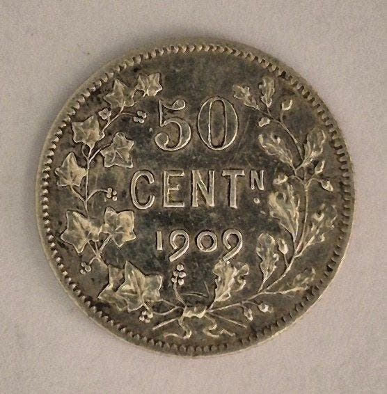 Belgique. Léopold II. 50 Cents 1909 (Sans prix de réserve), Postzegels en Munten, Munten | Nederland