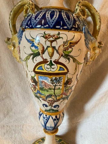 Pot de fleurs - majolique - Faenza, Antiquités & Art