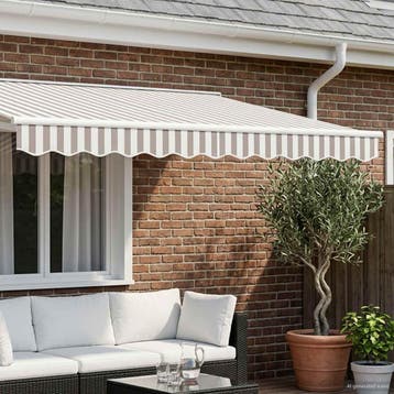 vidaXL vervangende markies volant Lichtgrijs en wit 381 x 20, Tuin en Terras, Verzenden, Nieuw