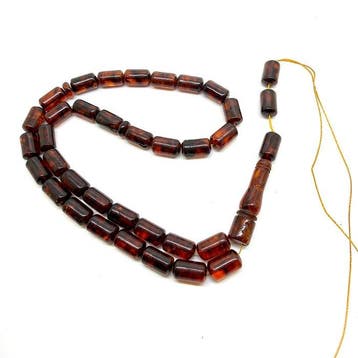 Tesbih-gebedskralen in barrelvorm - Barnsteen - Baltic amber