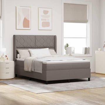 vidaXL LED Box Spring Bed met hoofdeinde Taupe 160 x 200 cm, Verzenden