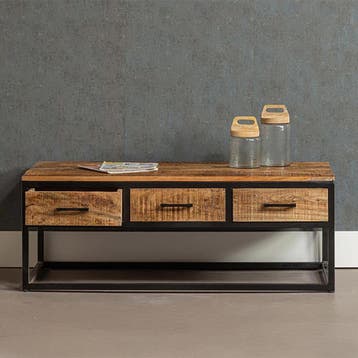 Salontafel Mangohout Owen 120 cm, Verzenden, Nieuw, Industriële meubels, Overige vormen