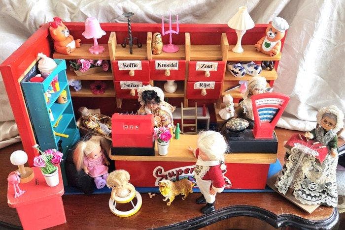Onbekend - Speelgoed winkel Speelgoed winkeltje , volledig, Antiek en Kunst, Antiek | Speelgoed