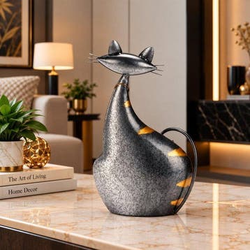 Figurine - Vintage Cat Sculpture Decorative Ornament - Fer