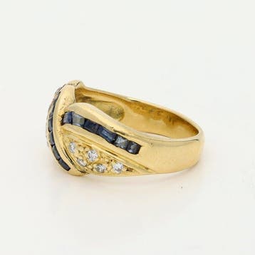 Bague - 18 carats Or jaune Saphir - Diamant, Bijoux, Sacs & Beauté