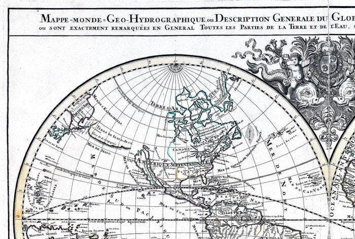 Planisfero - .; H. Jaillot - Mappe-Monde Geo-Hydrographique, Boeken, Atlassen en Landkaarten