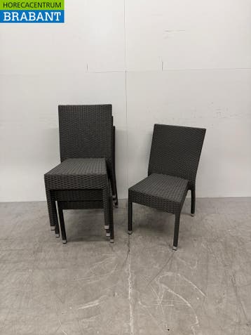 Bolero polyrotan stoelen antraciet (4 stuks) Stapelbaar, Ophalen of Verzenden, Nieuw in verpakking