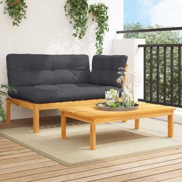 vidaXL 2-delige Loungeset pallet met kussens massief, Verzenden, Nieuw