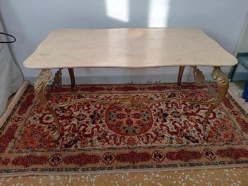 Bijzettafel - Smeedijzer, Marmer - salontafel, Antiek en Kunst