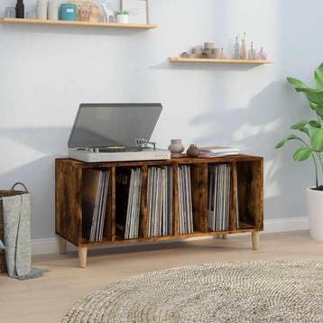 vidaXL Platenkast 100x38x48 cm bewerkt hout gerookt, Verzenden