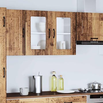 vidaXL Keukenbovenkast met glazen deur bewerkt hout oud, Huis en Inrichting, Verzenden, Nieuw