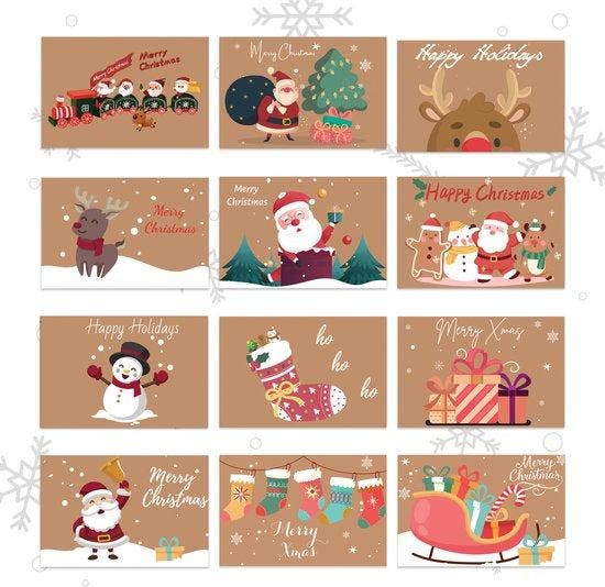 2dekans | Giftmas Kerstkaarten - Wenskaarten - 36 Stuks -, Diversen, Kerst, Ophalen of Verzenden