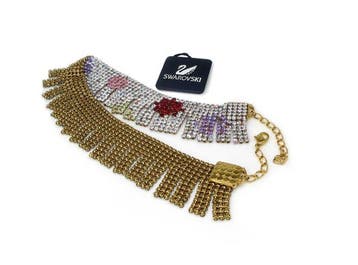 Swarovski - Collier à franges en cristaux, couche d’alliage