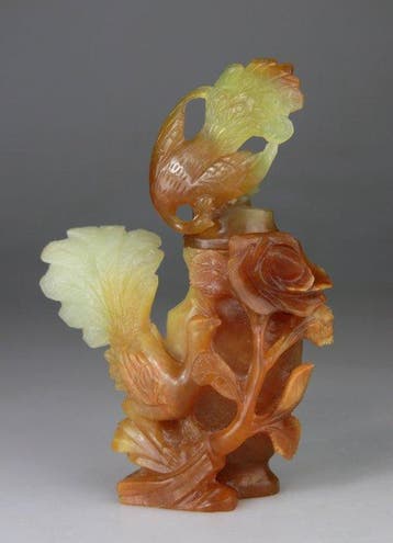 Vaas Sculptuur - Roos - Steen, Serpentine, gesculptuurd -, Antiek en Kunst