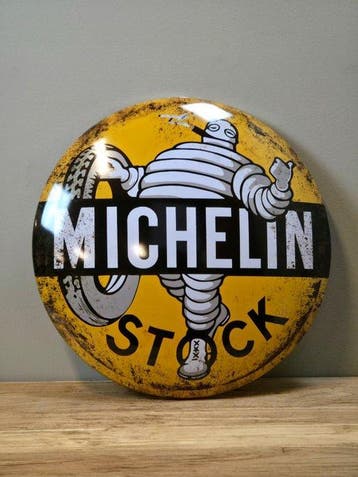 Wandbord - Metaal - Wandbord Michelin blik, Antiek en Kunst