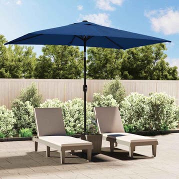 vidaXL Parasol met metalen paal 300x200 cm azuurblauw, Verzenden, Nieuw