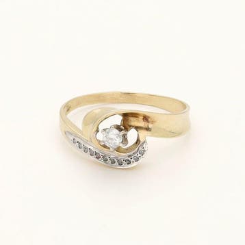 Bague - 14 carats Or jaune, Or blanc - brillant, diamant, Nieuw