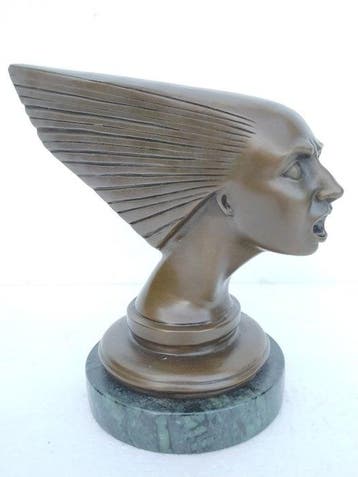 sculptuur, spirit of the wind - 18 cm - brons marmer